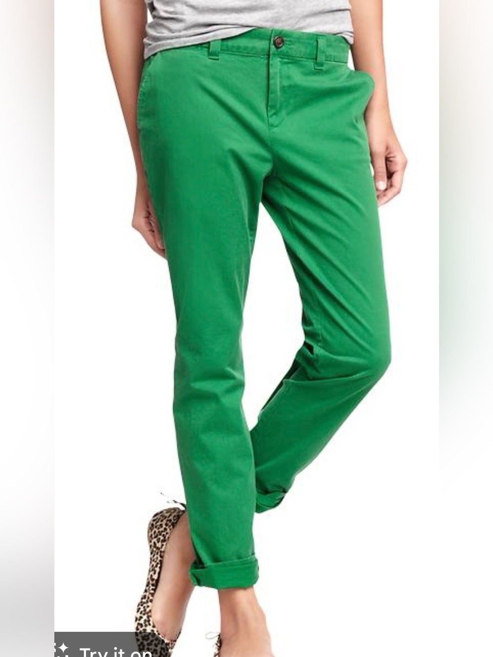 GAP broken in straight leg khaki pants in Kelly green
